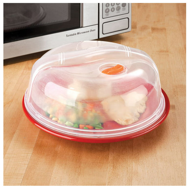 Microwave cover for food with easy to grip microwave splatter cover guard  10.25 inch bpa free plastic microwave plate cover lid with steam vent