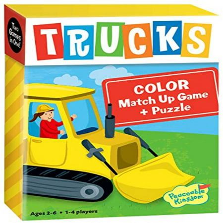 Peaceable Kingdom Trucks 24 Card Color Match Up Memory Game and Floor Puzzle for (Best Truck Games For Iphone)