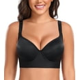 thumbnail image 6 of Exerin Women's Push Up Underwire Full Coverage Sculpting Uplift Support Hide Back Fat Bra(34C,Black), 6 of 7