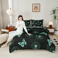 thumbnail image 4 of Manfei Green Butterfly Print Bedding Comforter Set, Romantic Dandelion Flower Twin Comforter Sets, Valentines Day Bedding Set, Breathable Home Decor, 2pcs, 4 of 8