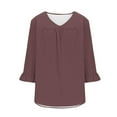 thumbnail image 5 of ZyeKqe Womens Plus Size Tops 3/4 Ruffle Sleeve Plain Shirts Casual V Neck Loose Fitted Tunic Blouses, 5 of 5
