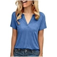 thumbnail image 2 of CHGBMOK Womens Summer Tops Short Sleeve Basic Casual V Neck T Shirts, 2 of 8