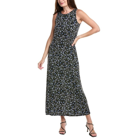 Women's Floral Sleeveless Keyhole-Back Crewneck Maxi Dress Color: Flamingo Pink Size: XS