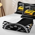 thumbnail image 4 of Castle Fairy Retro Racing Car Quilt King,Race Flag Print King Coverlet Set for Bedroom,Yellow Black, 4 of 7