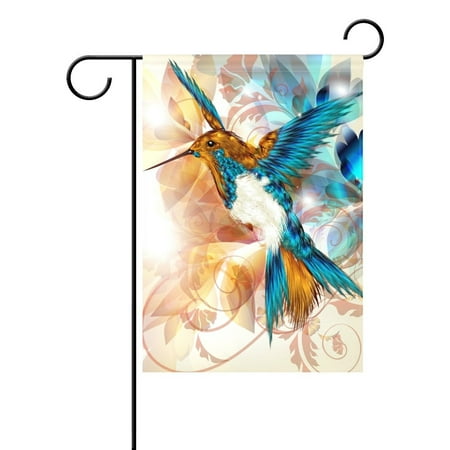 Decorative Outdoor Flags POPCreation Colorful Realistic Hummingbird Garden Flag Banner 28x40 Inches Summer Garden Decorative Flag for Anniversary Home Outdoor Garden Decor ()