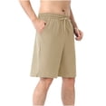 thumbnail image 2 of YLSDY Men's Beach Cargo Shorts Waist Drawstring Lightweight Casual Short with Pockets Summer Outdoor Wear Athletic Pants Brown XL, 2 of 8