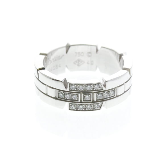 Pre-Owned Cartier Tank Française Ring With Diamonds White Gold (18K) Fashion Diamond Band Ring...