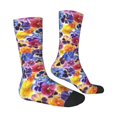 thumbnail image 4 of Yiaed The Garden Tricolor Pansy Flower Print Great elasticity Crew Socks Sports socks for Men and Women, 4 of 5