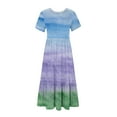 thumbnail image 5 of pimelu Dresses for Women Maxi Dresses for Women 2024 Flowy Pleated Ruffle Swing Loose A Line Pocket Maxi Dress Summer Casual Tie-Dye Print Short Sleeve Crewneck Womens Long Sundress, 5 of 6