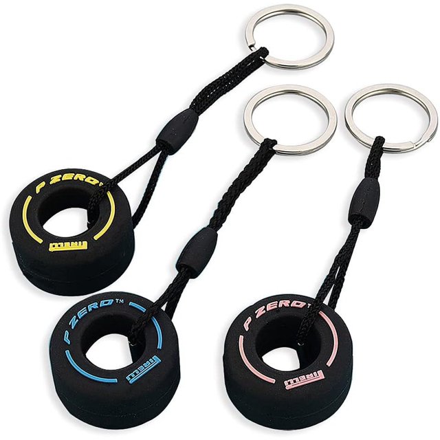 HLONK F1 Racing Tire Key Chain Wheel Tyre Auto Keychain Mini Cute Tire Keyring Soft Rubber Car Part Model Keyfob Automotive Part Car Gift Key Ring for Men Women Auto Accessoriest Feel (3p