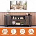 thumbnail image 4 of 72" Modern TV Stand for TVs up to 85" with Adjustable Cabinets, Open Storage Shelf & Metal Legs, Brown Wood Finish, 4 of 9