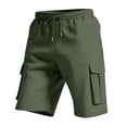 thumbnail image 6 of Relaxed Fit Cargo Shorts for Men with Deep Side Pockets - Elastic Waist Drawstring Casual Walking Shorts - Lightweight Quick-Dry Utility Work Shorts for Summer Army Green L, 6 of 9