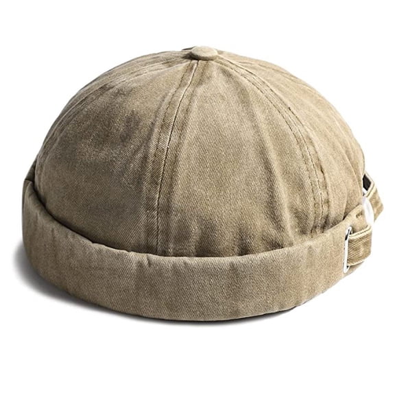 Slccxzc Brimless Hats for Men Womens Skullcap Mens Vintage Docker Beanie Cap Washed Cotton Rolled Cuff Harbour Hat