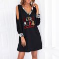thumbnail image 2 of CEHVOM Robe Imprimée Décontractée Aguichant pour Femmes de Noël, Col en V, Manches Longues, Mini-Robe, Vente, 2 of 8