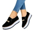thumbnail image 3 of NOKIO Chic Women'S Faux Suede Flats Casual Women'S Walking Shoes Cute Women'S Slip-On Flats Ladies Shoes Fashion Solid Color Low Top Platform Platform Heel Slip On Casual Shoes, 3 of 5