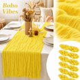 thumbnail image 2 of Fall Table Runner with Wrinkled Gauze Texture and 35X118 Inch, Farmhouse Table Decor for Thanksgiving Autumn Dining, Boho Neutral Table Runner for Gift, 1 Pack, 2 of 9