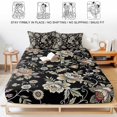 thumbnail image 5 of Twin XL Size Fitted Sheet Set - Damask Florals 2 Piece Bedding Sets 16" Deep Pocket Fitted Sheet with 1 Pillowcases, Garden Yellow Flowers Daisy Leaf Rustic Black Brushed Microfiber Hotel Bed Sheets, 5 of 9