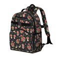 thumbnail image 1 of Mushroom and Moon Black Pattern Cute School Backpack Bag for School with Padded Back and Adjustable Shoulder Straps 15.25"x11.5"x5.25", 1 of 4