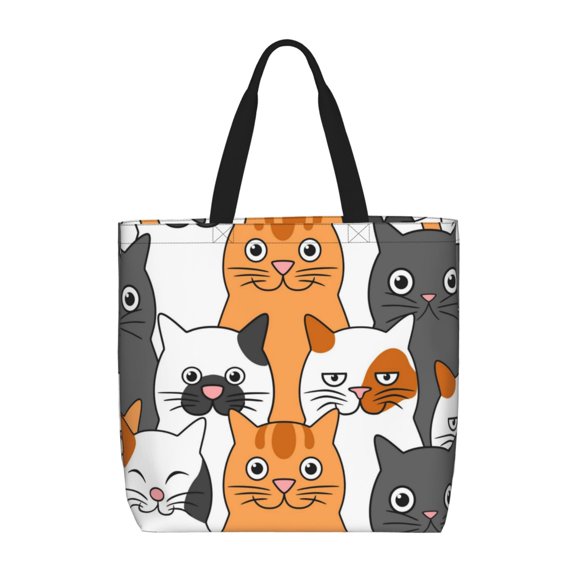 Naloa Funny Cats Tote Bag for Women, Foldable Tote Bag With Zipper, Large Shoulder Bag, Top Handle Handbag for Travel, Work, Shopping