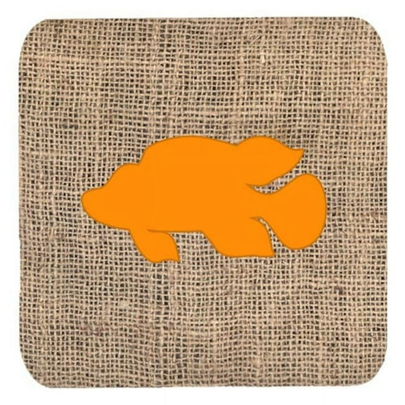 Fish - Tropical Fish Burlap And Orange Foam Coasters - Set 4, 3.5 x 3.5 In.