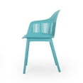 Noble House Dahlia Plastic Patio Dining Arm Chair in Teal (Set of 4