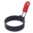thumbnail image 4 of Molde para panqueques, anillo para huevos, anillos para hornear de metal recubiertos de negro antiadherentes con mango de silicona antiescaldaduras para plancha, huevos sándwich de bricolaje, muffins ingleses, panqueques, hamburguesas, desayuno JM, 4 of 5