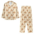 thumbnail image 2 of DISNIMO Womens Pajama Sets 2 Piece Pj Lounge Set with Pockets Capybara Heart Printed Long Sleeve Top Wide Leg Pants Soft V Neck Nightwear Button Up Nightwear, 3XL, 2 of 7