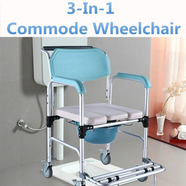 Foldable Commode Wheelchair Waterproof Toilet Shower Seat Potty