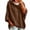 Brown, variant on Ladies' Casual Hooded Drawstring 3/4 Split Sleeve Sweatshirt Tops Oversized Pullover Tops, Basic Daily Wear Shirts Blue XXL