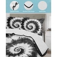 thumbnail image 4 of Quilts Twin Size, Black Gray Ombre Soft Comforter Bedding Set for Bed, Retro Abstract Tie-dye Tribal Boho Lightweight Quilted Bedspread with Pillow Cover(2 Pieces) for All Season, 68x86 Inch, 4 of 6