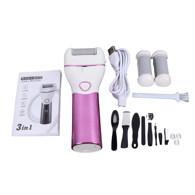Juego de 10 limas eléctricas para pies, removedor de callos, herramienta de pedicura con cabezal de repuesto, color rosa
