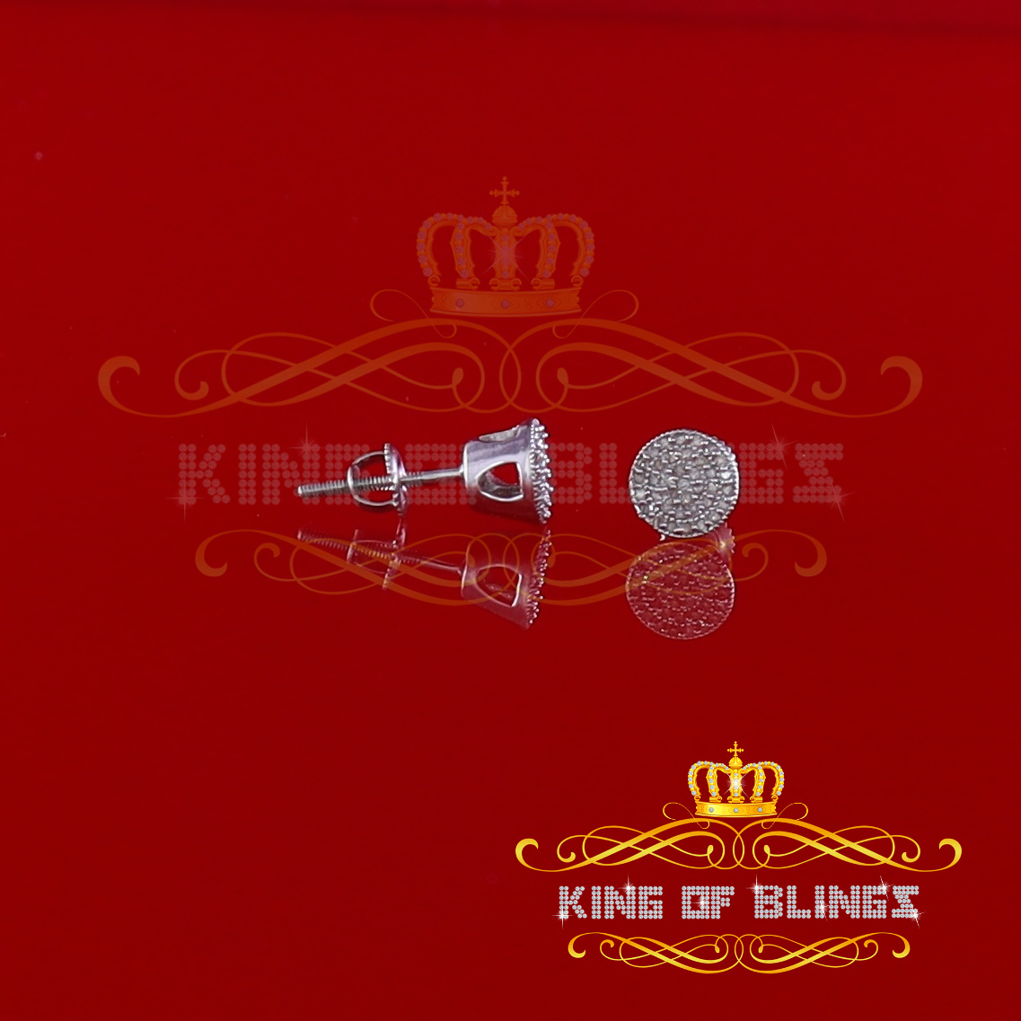 King of Bling's 925 Sterling Silver White 0.20ct Diamond For Men's/Women's Stud Round Earrings