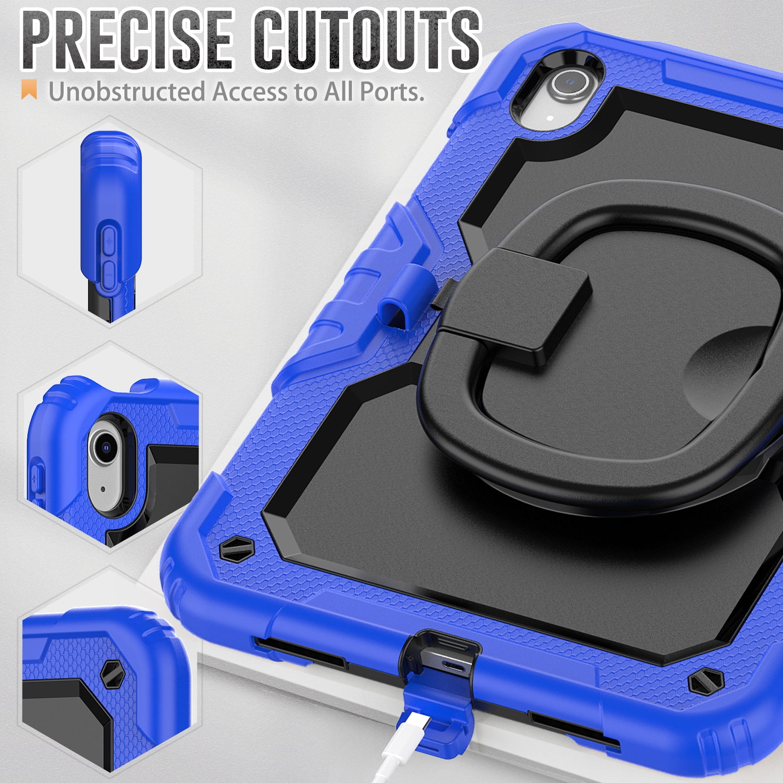 Allytechgroup iPad 11th 10th Gen Case with Screen Protector,Heavy Duty Shockproof Rotating Stand Pencil Holder 3-Layers Rugged Bumper Kids Friendly Case Cover for iPad A16 11th 11" 2025/ iPad 10th Gen
