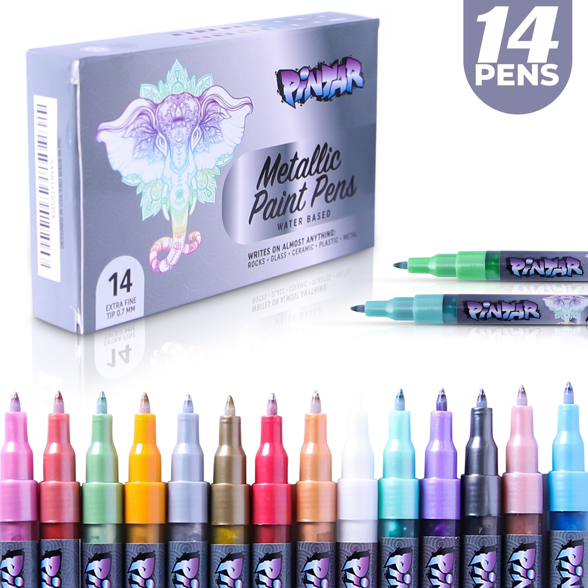 Pintar Art Premium Metallic Paint Pens 14 Pack Fine Tip Paint Pens
