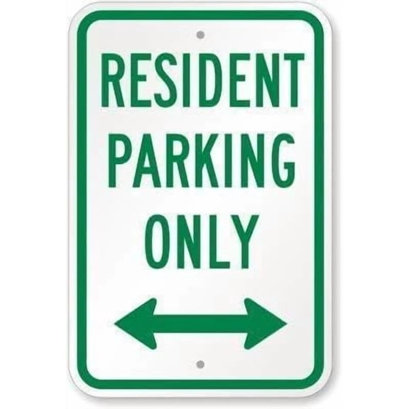 Warning Sign Resident Parking Only (with Bidirectional Arrow) Sign Business Sign 12X8 Inches Aluminum Metal Tin Sign
