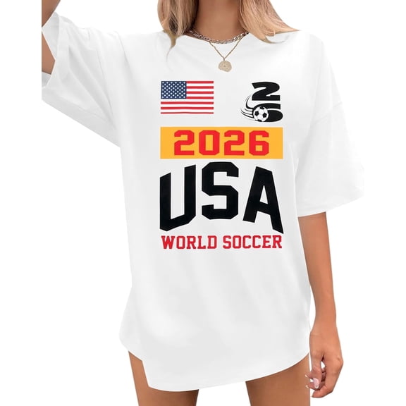 DEXIO Soccer 2026 Shirt Women USA Football Soccer Jersey Game Day Ball Game T-Shirt Casual Host Sports Short Sleeve Graphic Tops
