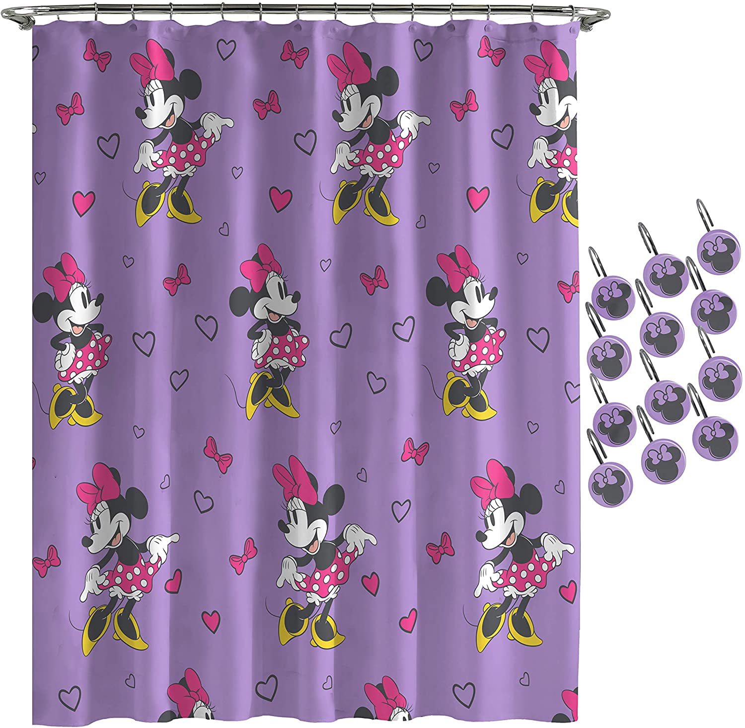 Disney Minnie Mouse Purple Love Shower, Minnie Mouse Shower Curtain