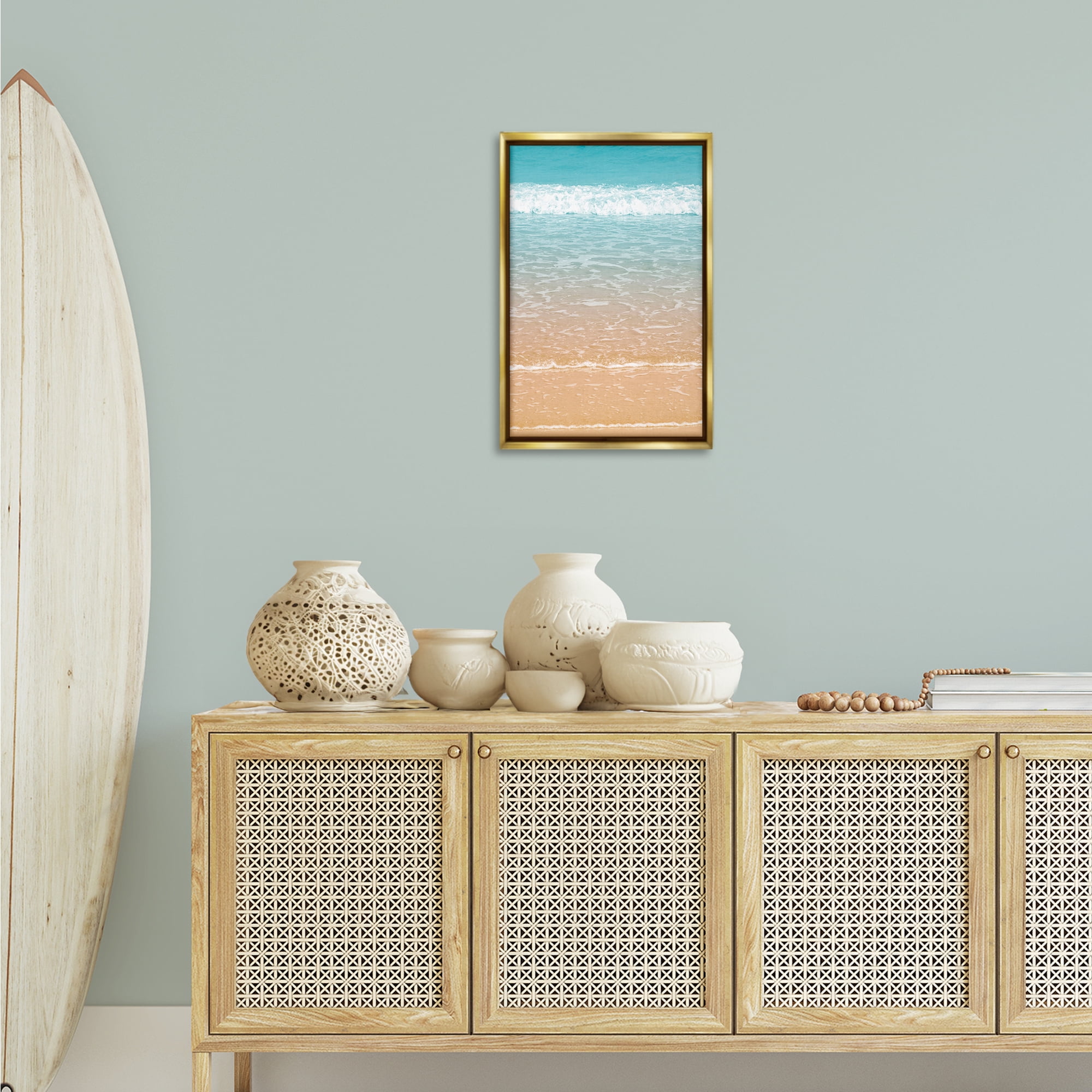 Stupell Industries Clear Waters Shore Nautical & Beach Photography Gold Floater Framed Canvas Art Print Wall Art, 17 x 25