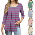 thumbnail image 4 of gakvbuo 3/4 Sleeve Tunics Tops For Women Tunic Tops To Wear With Leggings Crewneck Pleated Long Loose Pullover T-shirt Dressy Flowy Blouses S-2XL, 4 of 6