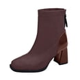 thumbnail image 1 of NECHOLOGY Botas Mujer Zapatos Botines para mujer Botas de ante de tacón medio con punta cuadrada y tacón cuadrado para mujer, botines antideslizantes con cremallera en la espalda (Brown, 7), 1 of 5