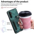 thumbnail image 3 of Allytech Galaxy A54 5G Case Wallet, RFID Blocking Multiple Cards Slots Ring Holder Stand Shockproof Protective Hand Wrist Wallet Case Cover for Samsung Galaxy A54 5G - Green, 3 of 11