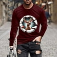 thumbnail image 2 of Visit the JURANMO Store Comfy T Shirts for Men Big and Tall Long Sleeve Casual Fall Tees Snowflake Print Crew Neck Tee Tops Christmas Clothes Wine XXXL, 2 of 6