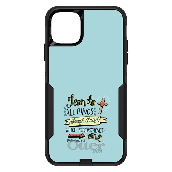 DistinctInk OtterBox Commuter Custom Case for Apple iPhone 15 (6.1" Screen) - I can do everything through Christ - Lightweight Grip