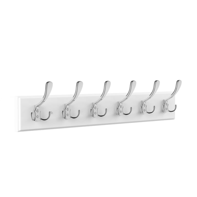 Wall Hook Rail-Mounted Hanging Rack With 6 Hooks-Entryway, Hallway