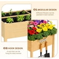 thumbnail image 4 of Reinforced Eco-Friendly Wood Raised Garden Bed Planter Box for Deck Balcony Porch Greenhouse Planting High Capacity Multi-Purpose Flower Bed Grow Box 48 x 24 x 30 In, 4 of 4