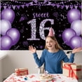 thumbnail image 3 of Sweet 16 Party Decorations, Black Purple Sweet 16 Banner, 16th Birthday Decorations for Girls, Sweet 16 Birthday Gifts, Purple Happy 16th Birthday Backdrop Background, 16 Years Old Party Decor, 3 of 6