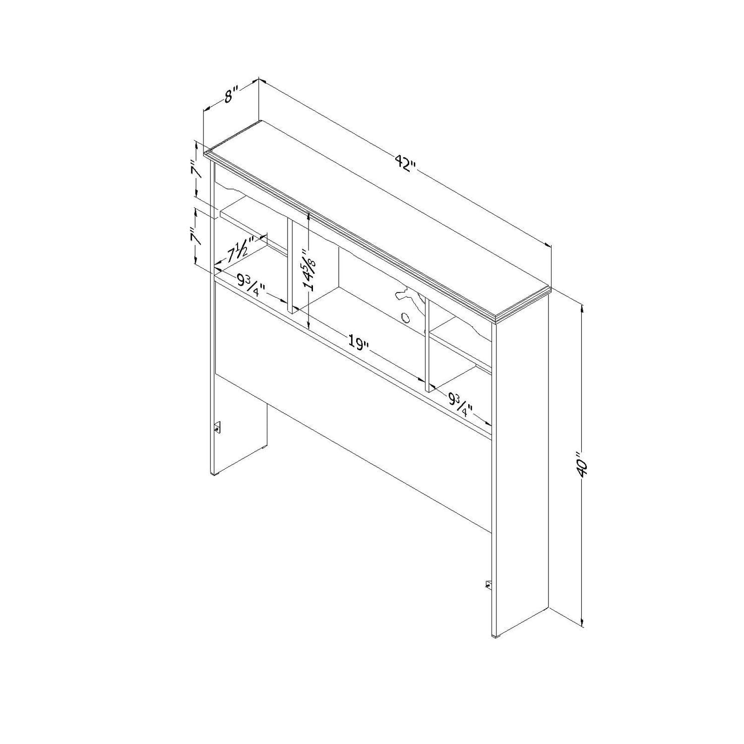 South Shore Aviron Twin Bookcase Headboard with Storage, in Blueberry
