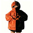 thumbnail image 3 of Women Halloween Hoodies Oversized Flannel Pumpkin Long Sleeve Sweatshirts with Pockets Devil Expression Printing Funny Halloween Costumes, 3 of 5
