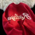 thumbnail image 5 of Suéteres de punto para mujer, Tops con estampado de Navidad para parejas, suéter holgado elegante Y2k, ropa elegante Retro coreana para mujer, invierno, 2023, 5 of 5