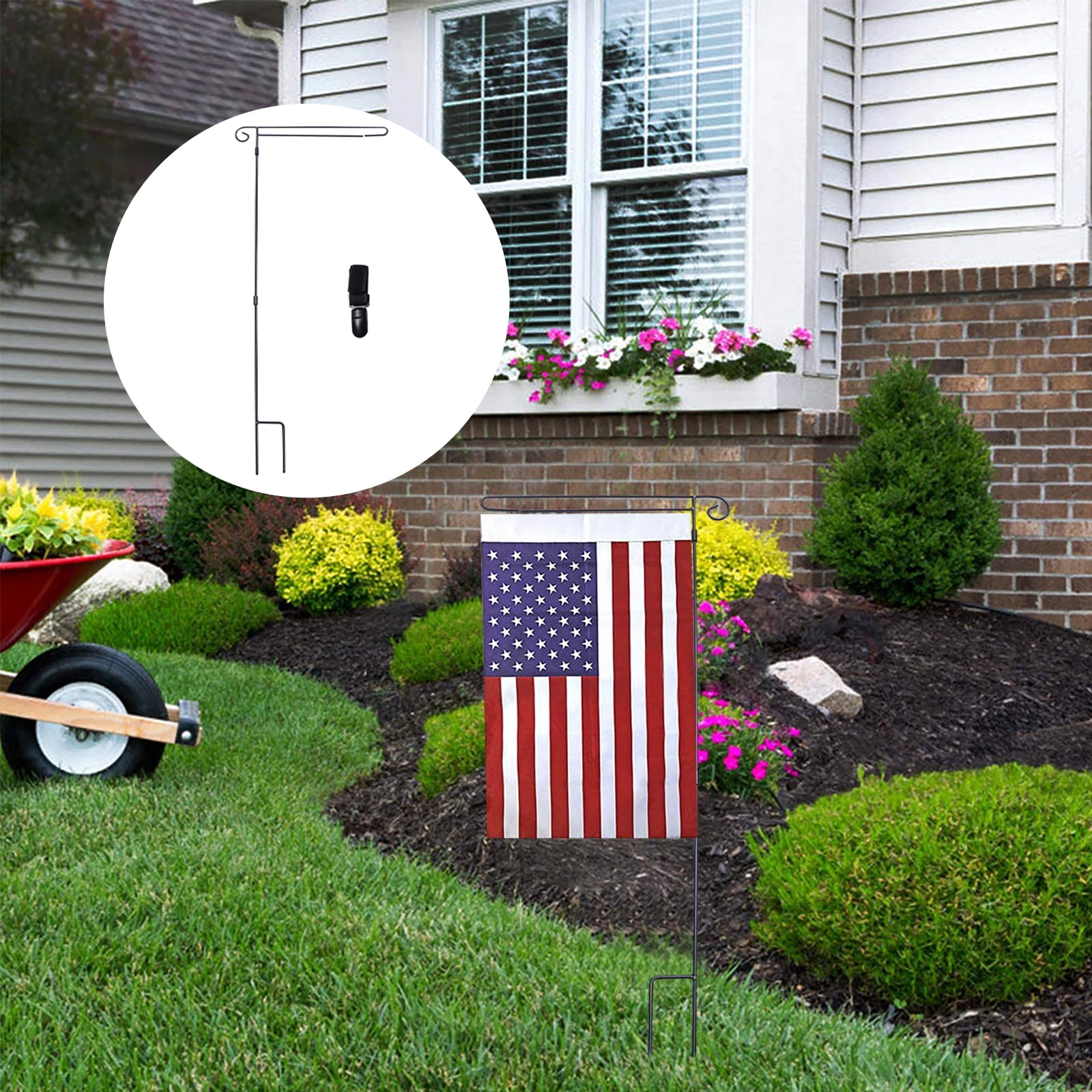 House Flag Stand 2 Sets Garden Flagpole Bracket Holder Halloween with Stopper